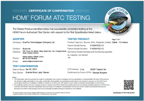 FIBBR Pure3 8K HDMI光纤线通过HDMI® 2.1 UHS Cable认证